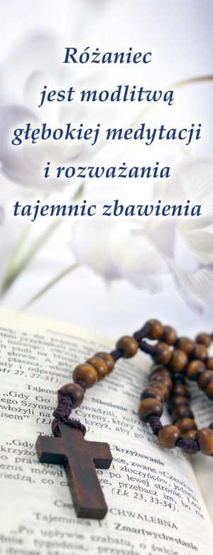 Baner na Różaniec "Różaniec jest modlitwą.." 50x130 cm