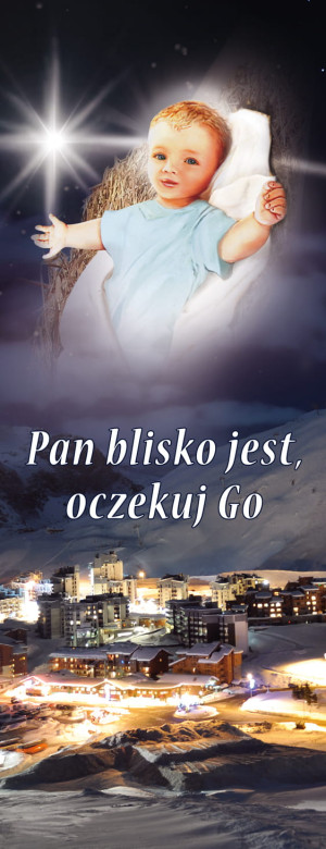 Baner na Boże Narodzenie "Pan blisko jest oczekuj Go" 50x130 cm