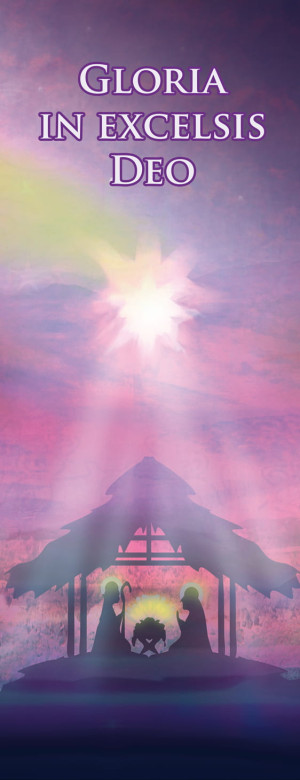 Baner na Boże Narodzenie, "Gloria in Excelsis Deo", fioletowy 50x130 cm