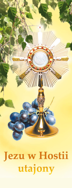 Baner na Boże Ciało "Jezu w Hostii utajony" 50x130 cm