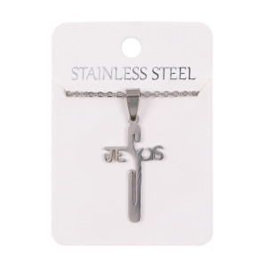 Naszyjnik - krzyżyk - JESUS - Stainless Steel