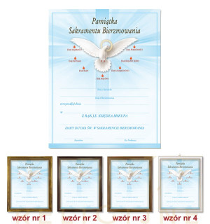 Pamiątka Bierzmowania w ramce - Duch Święty