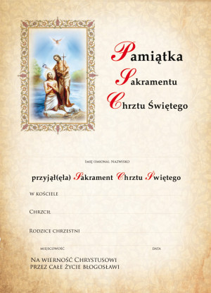 Pamiątka Sakramentu Chrztu Świętego - 25 sztuk