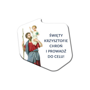 Święty Krzysztof plakietka samochodowa - samoprzylepna