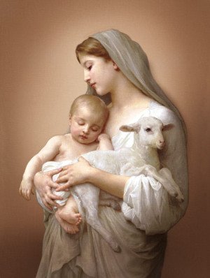 Plakat religijny Matka Boża z Dzieciątkiem.
