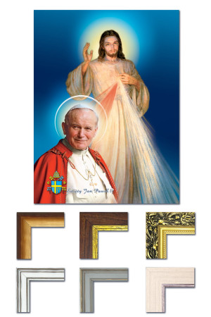 Obraz Jezus Miłosierny i Ojciec Święty Jan Paweł II