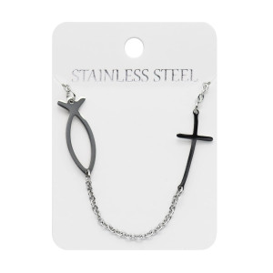 Naszyjnik - rybka - Ichtys - krzyż - Stainless Steel