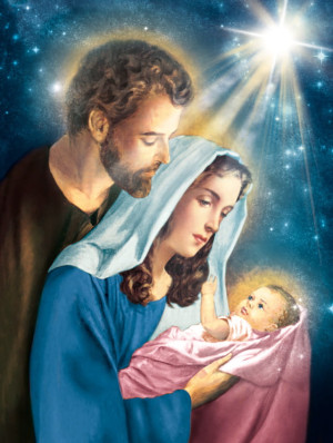 Plakat Religijny Święta Rodzina, Dzieciątko Jezus i Boże Narodzenie