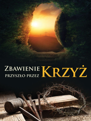 Baner religijny na Wielki Post "Zbawienie przyszło przez krzyż" 75x100 cm