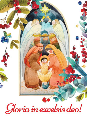 Baner religijny na Boże Narodzenie "Gloria in excelsis deo" 75x100 cm