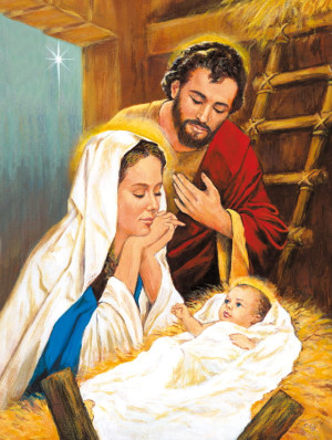 Plakat Religijny Święta Rodzina w Betlejem Boże Narodzenie