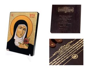 Naklejana ikona religijna Święta Rita