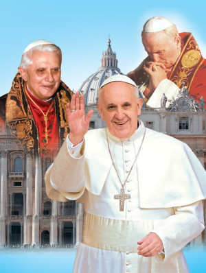 Plakat Religijny Święty Jan Paweł II , Papież Franciszek i Papież Benedykt XVI