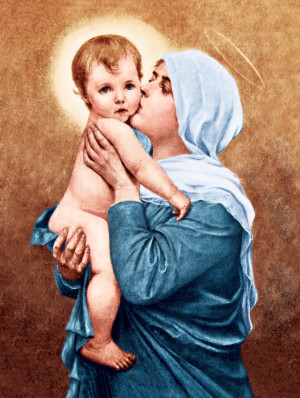 Plakat Religijny Matka Boża z Dzieciątkiem