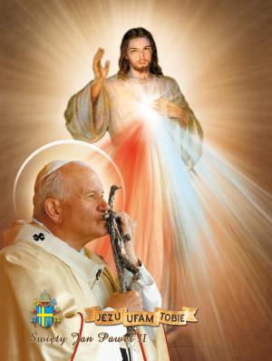 Plakat religijny Jezu Ufam Tobie i Ojciec Święty Jan Paweł II