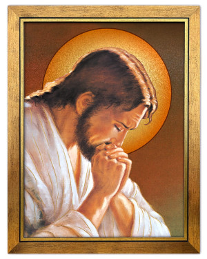 Obraz złocony w ramie, Jezus Chrystus modlący się