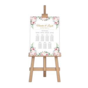 Table plan - tablica z rozmieszczeniem gości weselnych