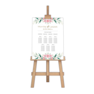 Table plan - tablica z rozmieszczeniem gości weselnych
