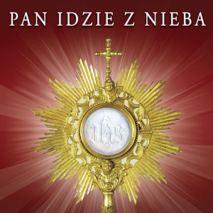 Baner na Boże Ciało "Pan idzie z nieba" 150x150 cm