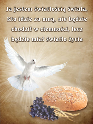 Baner na Boże Ciało "Ja jestem światłością świata.." 75x100 cm