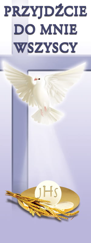 Baner na Boże Ciało "Przyjdźcie do mnie wszyscy" 75x200 cm