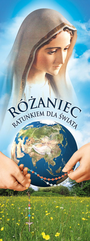 Baner na Różaniec "Różaniec ratunkiem dla.." 75x200 cm