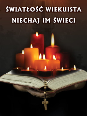 Baner na Wszystkich Świętych "Światłość wiekuista niechaj im świeci" 75x100 cm