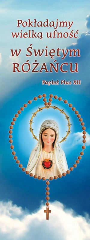 Baner na Różaniec "Pokładajmy wielką ufność.." 75x200 cm