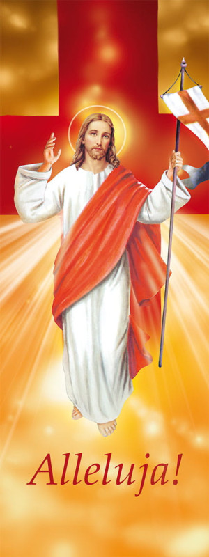 Baner na Wielkanoc "Alleluja!" - pomarańczowy 75x200 cm