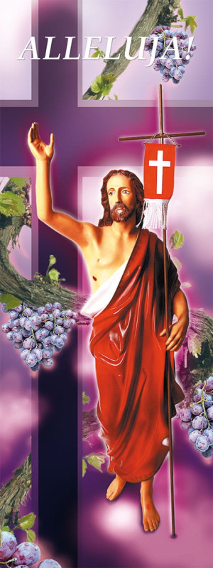 Baner na Wielkanoc "Alleluja!" - fioletowy 75x200 cm