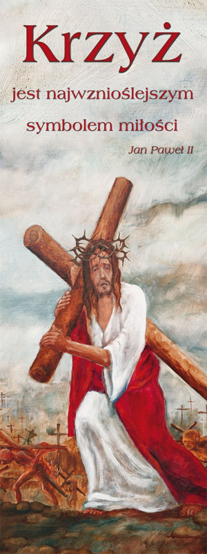 Baner na Wielki Post "Krzyż jest najwznioślejszym.." 75x200cm