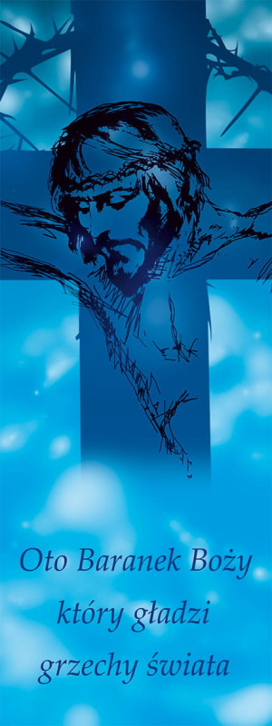 Baner na Wielki Post "Oto baranek Boży który.." 75x200cm