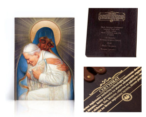 Ikona religijna Matka Boża Częstochowska i Święty Jan Paweł II