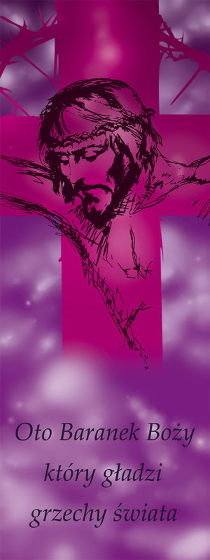 Baner na Wielki Post "Oto Baranek Boży, który.." 75x200cm