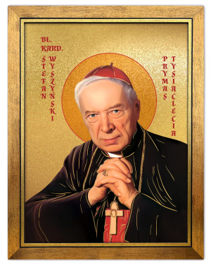 Obraz złocony w ramie, Błogosławiony Kardynał Stefan Wyszyński