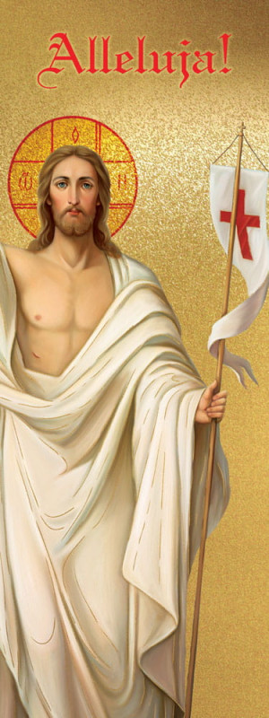 Baner religijny Jezus Zmartwychwstały, Alleluja 75x200 cm