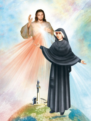 Plakat Religijny Jezus Miłosierny i Św. Siostra Faustyna