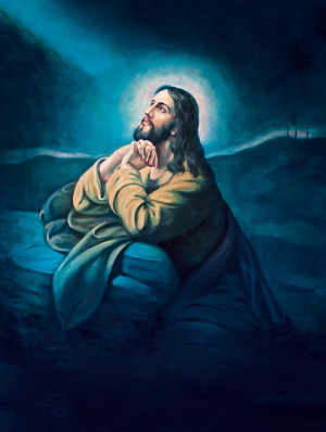 Plakat religijny Jezu Chrystus modlący się w Ogrójcu
