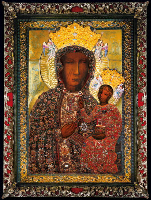 Plakat religijny Matka Boża Częstochowska suknia Rubinowa