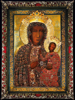 Plakat religijny Matka Boża Częstochowska suknia Rubinowa