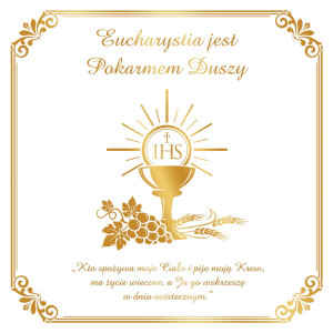 Baner na Boże Ciało "Eucharystia jest pokarmem duszy" 150x150 cm