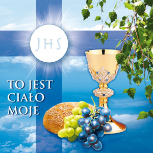 Baner religijny na Boże Ciało, symbole eucharystyczne "To jest Ciało Moje" 150x150 cm