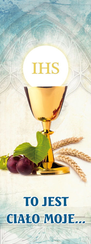 Baner religijny na Boże Ciało "To jest Ciało Moje" 75x200 cm