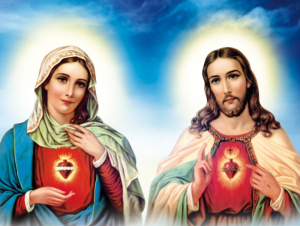 Plakat Religijny Serce Jezusa i Serce Maryi