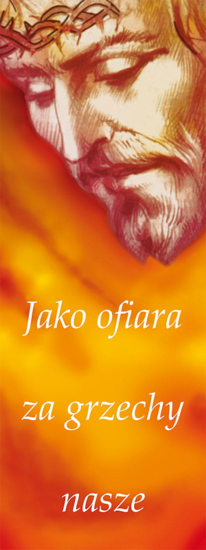 Baner na Wielki Post "Jako ofiara za grzechy nasze" 50x130 cm