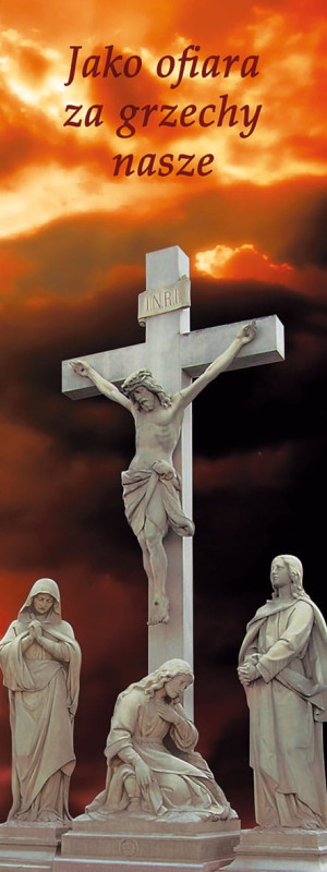 Baner na Wielki Post "Jako ofiara za grzechy nasze" 50x130 cm