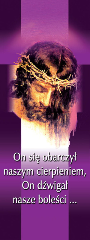 Baner na Wielki Post "On się obarczył.." 50x130 cm