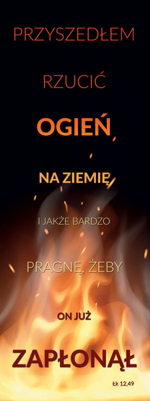 Baner religijny na Wielki Post "Przyszedłem rzucić ogień na ziemię.." 50x130 cm