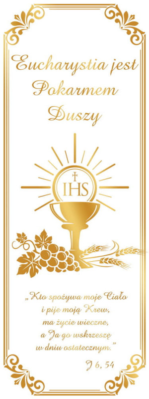Baner na Boże Ciało "Eucharystia jest pokarmem duszy" 50x130 cm