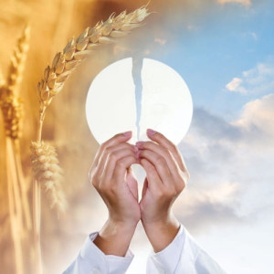 Baner religijny na Boże Ciało, symbole eucharystyczne - 150x150 cm